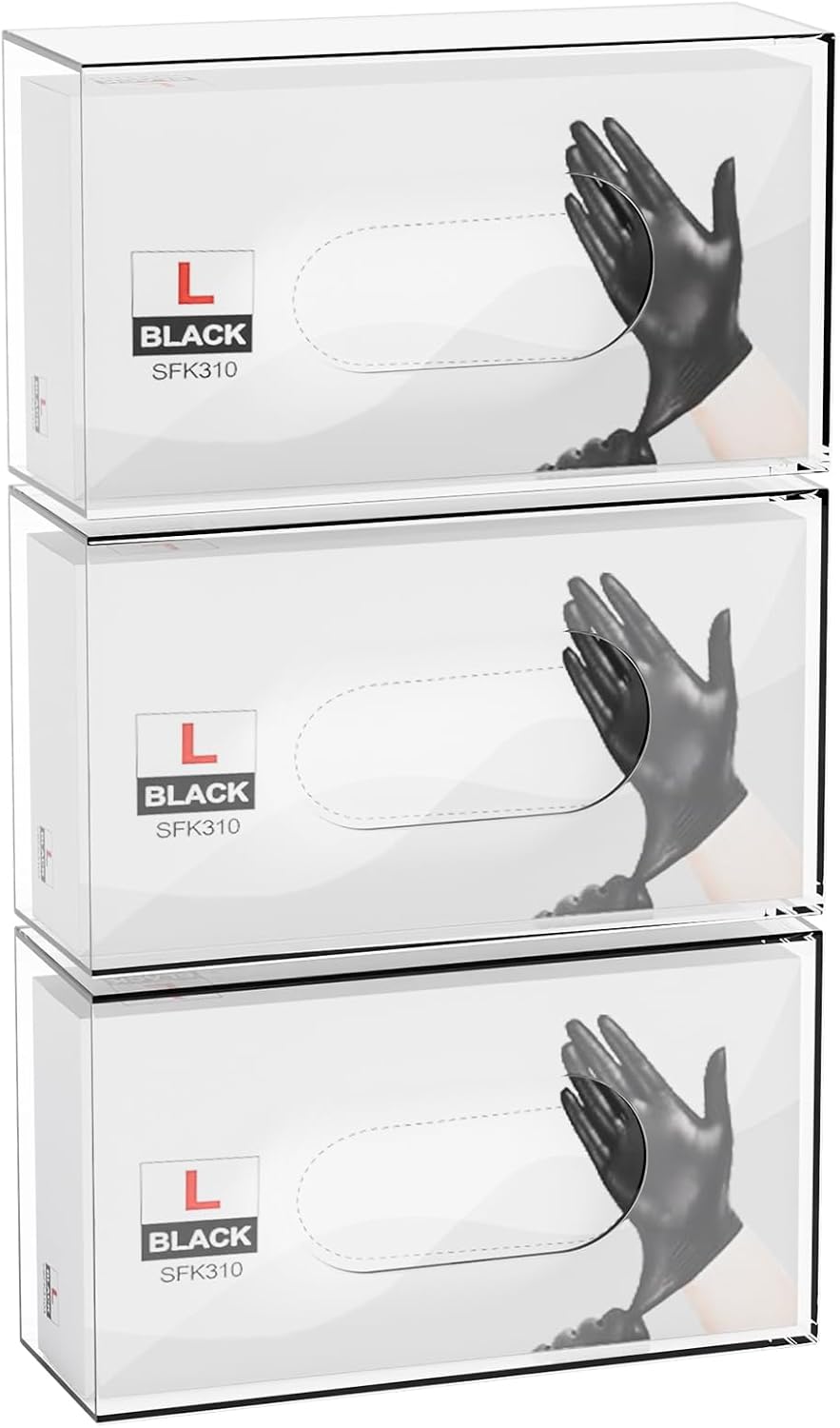 Yieach Acrylic Glove Holder for Wall Mount With Adhesive,No-Drill Latex Glove Box & Dispenser,Disposable Medical Rubber Glove Holder on Wall & Hanging Hospital Hair Net,Mask,Gloves Rack,Clear,1 Pack