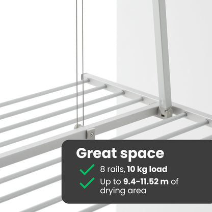 foxydry Mini, Ceiling Mounted Clothes Drying Rack, Pulley Clothesline, Vertical Folding Laundry Drying Rack 21.26" D x 59.84" W x 9.84" H
