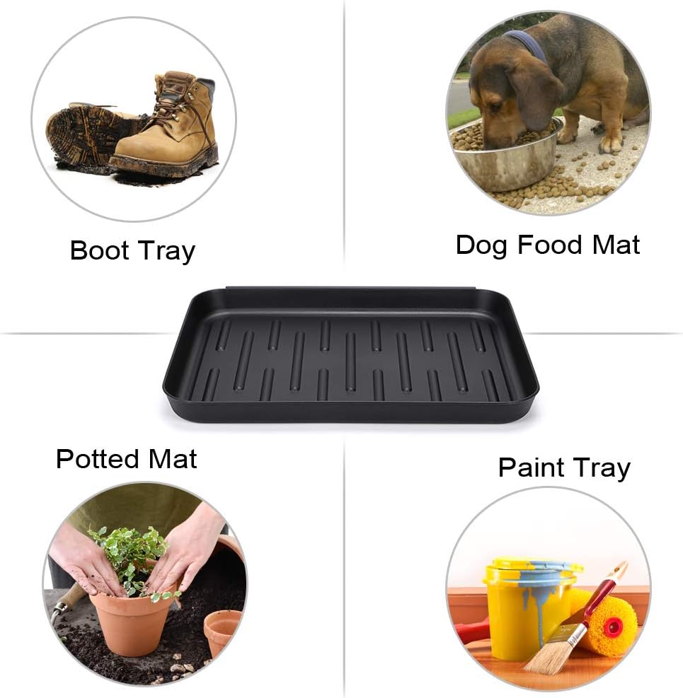 OwnMy Black Boot Tray Mat, Multi-Purpose Shoe Tray Mat for Plants Pet Food Dog Water Bowls Cat Litter Box, Boot and Shoes Drying Mat for Indoor and Outdoor