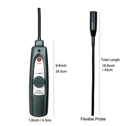 Ultrasonic Leak Detector for HVAC/Automotive/Industrial Use | 38-42kHz Frequency Range Detection with Sound & Light Alerts Portable Gas/Air/Water Leakage Finder Kit Adjustable Sensitivity
