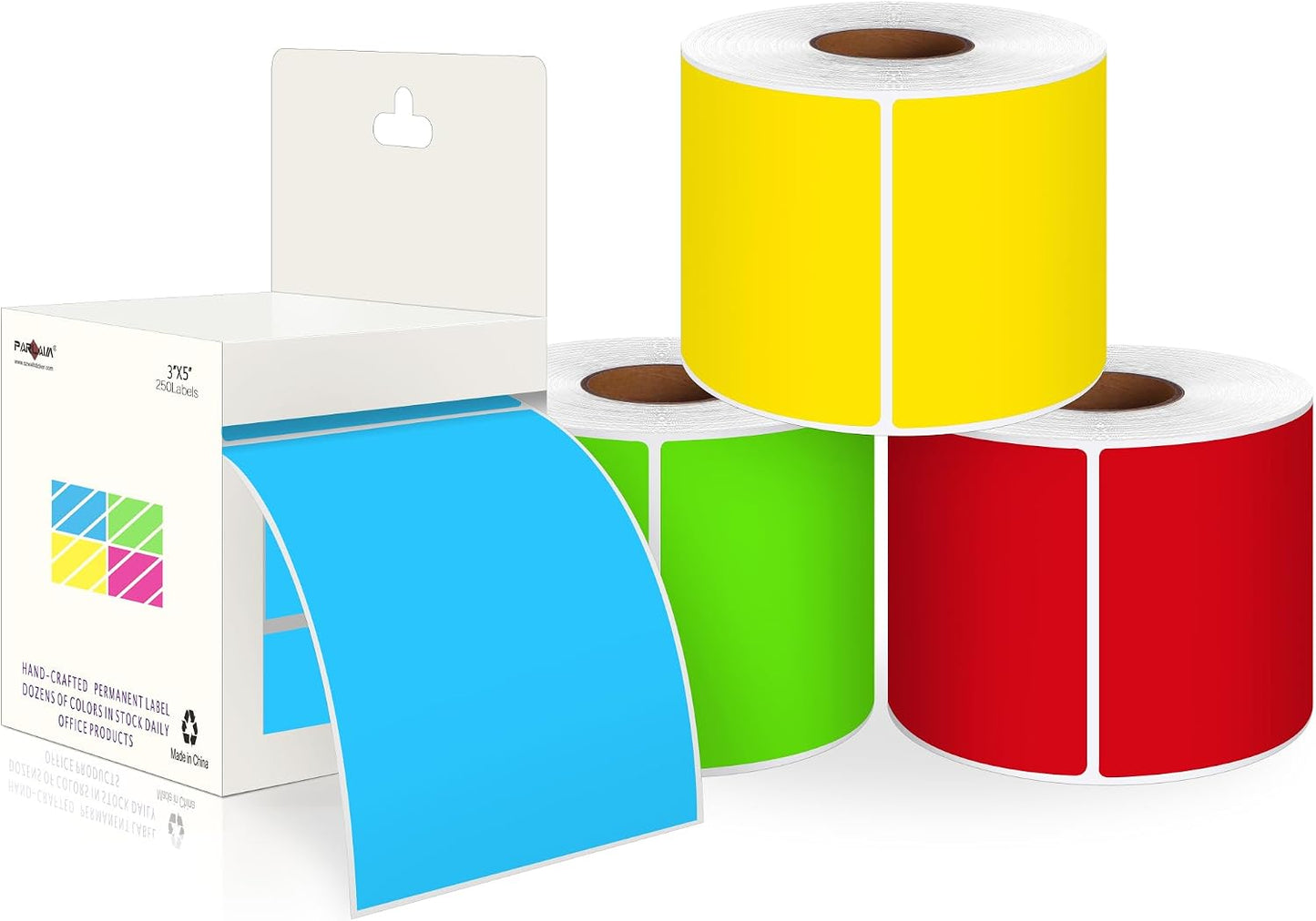 PARLAIM 3 X 5 Inch Rectangle Adhesive Color Coding Stickers,Square Inventory Stickers -250 Per Dispenser Box (Fluorescent Green)