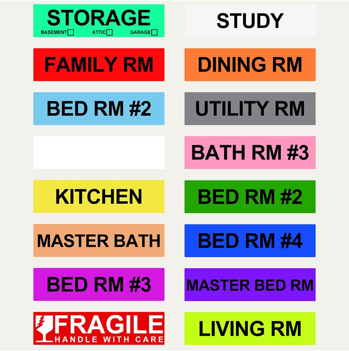 960 Count Moving Labels for Boxes – 16 Rolls (60 Labels/Roll) Color-Coded Moving Stickers Includes Fragile, Heavy & Blank Labels High-Visibility Packing Labels for Home, Apartment & Office Moves