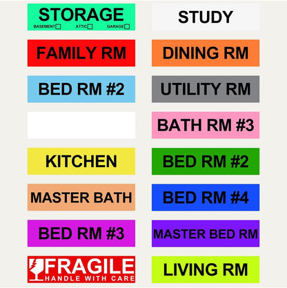 960 Count Moving Labels for Boxes – 16 Rolls (60 Labels/Roll) Color-Coded Moving Stickers Includes Fragile, Heavy & Blank Labels High-Visibility Packing Labels for Home, Apartment & Office Moves