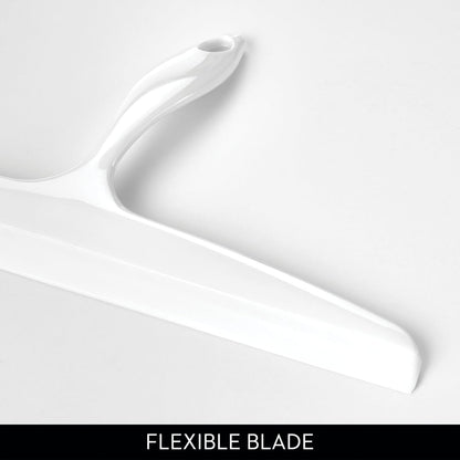 iDesign Plastic Bath Squeegee for Glass with Suction Hook Holder – 12", Clear