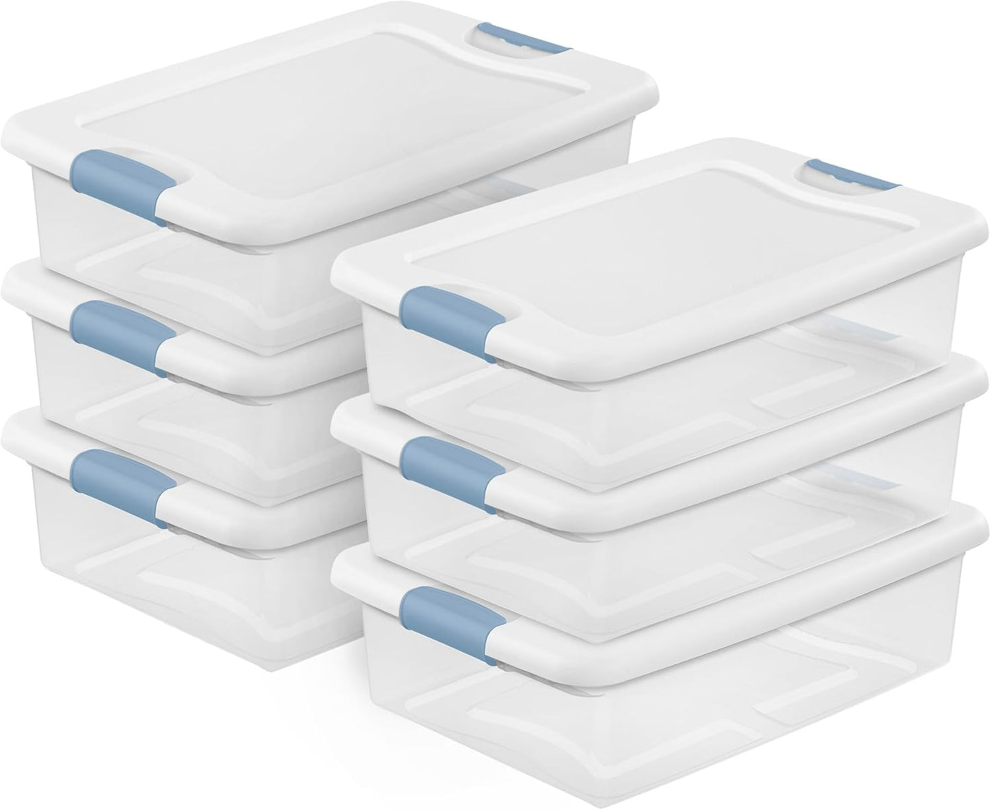 Sterilite 4-Pack 56 Quart Wheeled Latching Box, Underbed Clear Plastic Storage Organizer - Under Bed Rolling Container Bin with Lid and Wheels for Home or Dorm Bedrooms and Closets