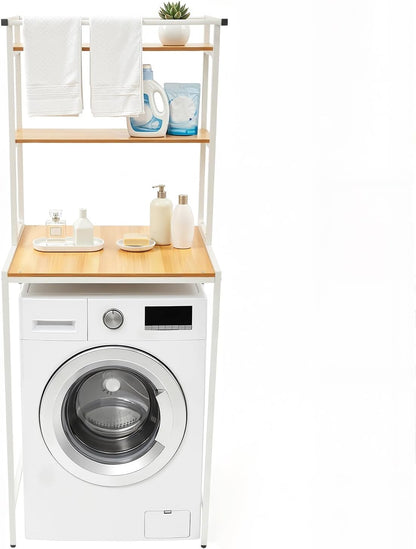 Over Washer and Dryer Shelves, 3 Tiers Heavy Duty Laundry Room Storage Rack for 27" W x 38" H Washer, Freestanding Washing Machine Storage Shelves for Bathroom