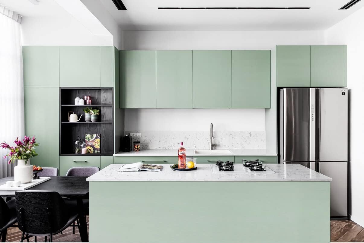 Dimoon 118''x17.7'' Green Peel and Stick Wallpaper Contact Paper Modern Self Adhesive Wall Paper Removable Renter Friendly Textured Solid Color Shelf Cabinet Vinyl Roll (118''x17.7'',Dark Green) - Colors B