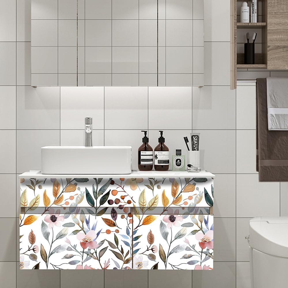 Floral Peel and Stick Wallpaper, 17.71" x 118.1" - Removable, Waterproof, Decorative Vinyl Wallpaper for Bedroom, Living Room