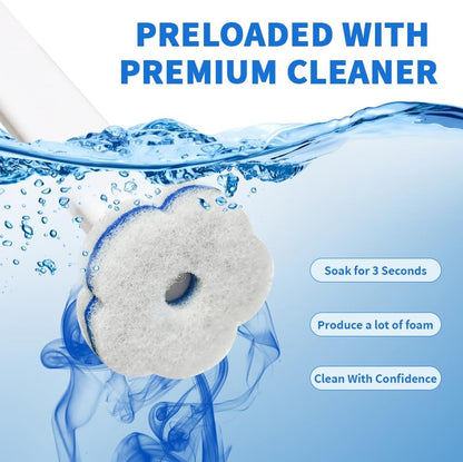 Disposable Toilet Brush with 48 Refills,Toilet Cleaning Supplies,Toilet Wand Brush Starter Kit,Wall Mounted Toilet Bowl Cleaner Brush with Holder for Bathroom Deep Cleaning & Hygiene (White)