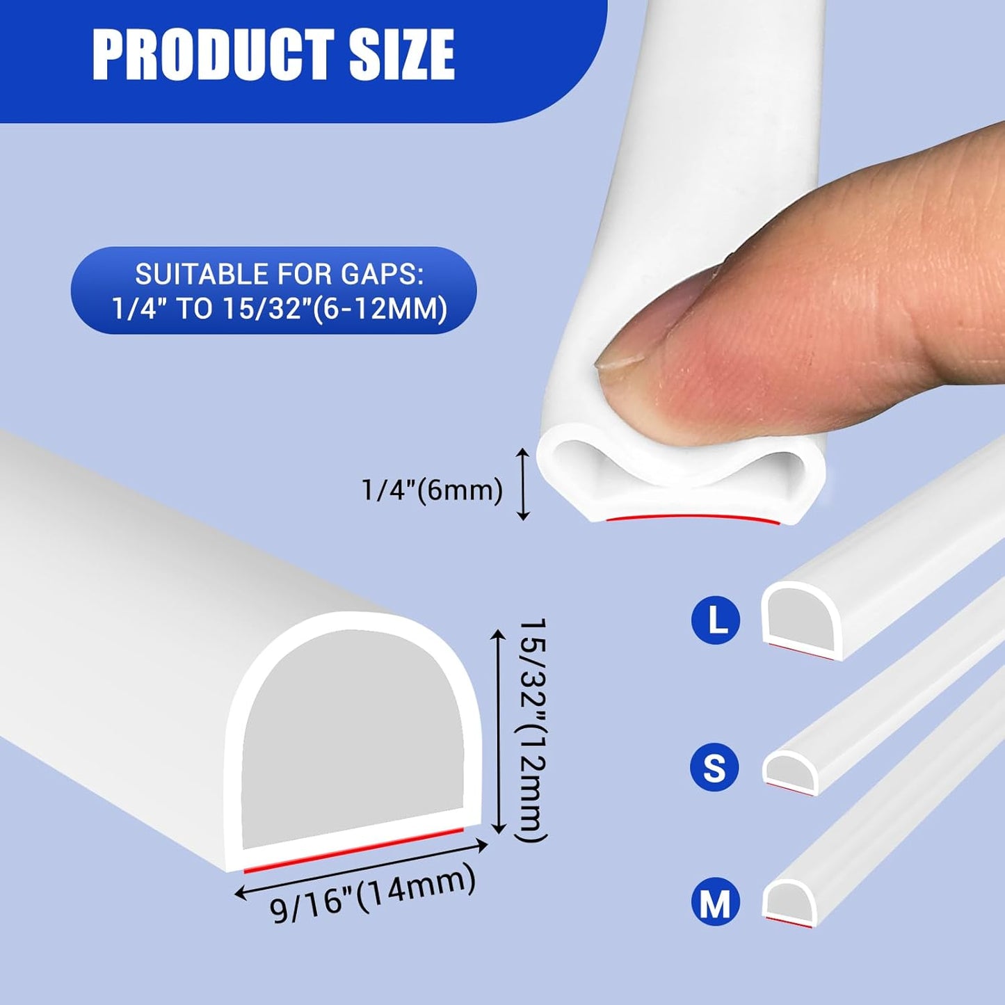 Weather Stripping Door Seal Self Adhesive Weather Strip Silicone D Shaped Door Seal Strip for Door Frame/Window Seal, 20Ft, Brown (3/8" W × 1/4" T)