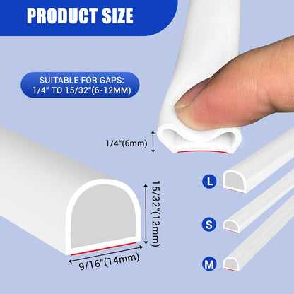 Weather Stripping Door Seal Self Adhesive Weather Strip Silicone D Shaped Door Seal Strip for Door Frame/Window Seal, 20Ft, Brown (3/8" W × 1/4" T)