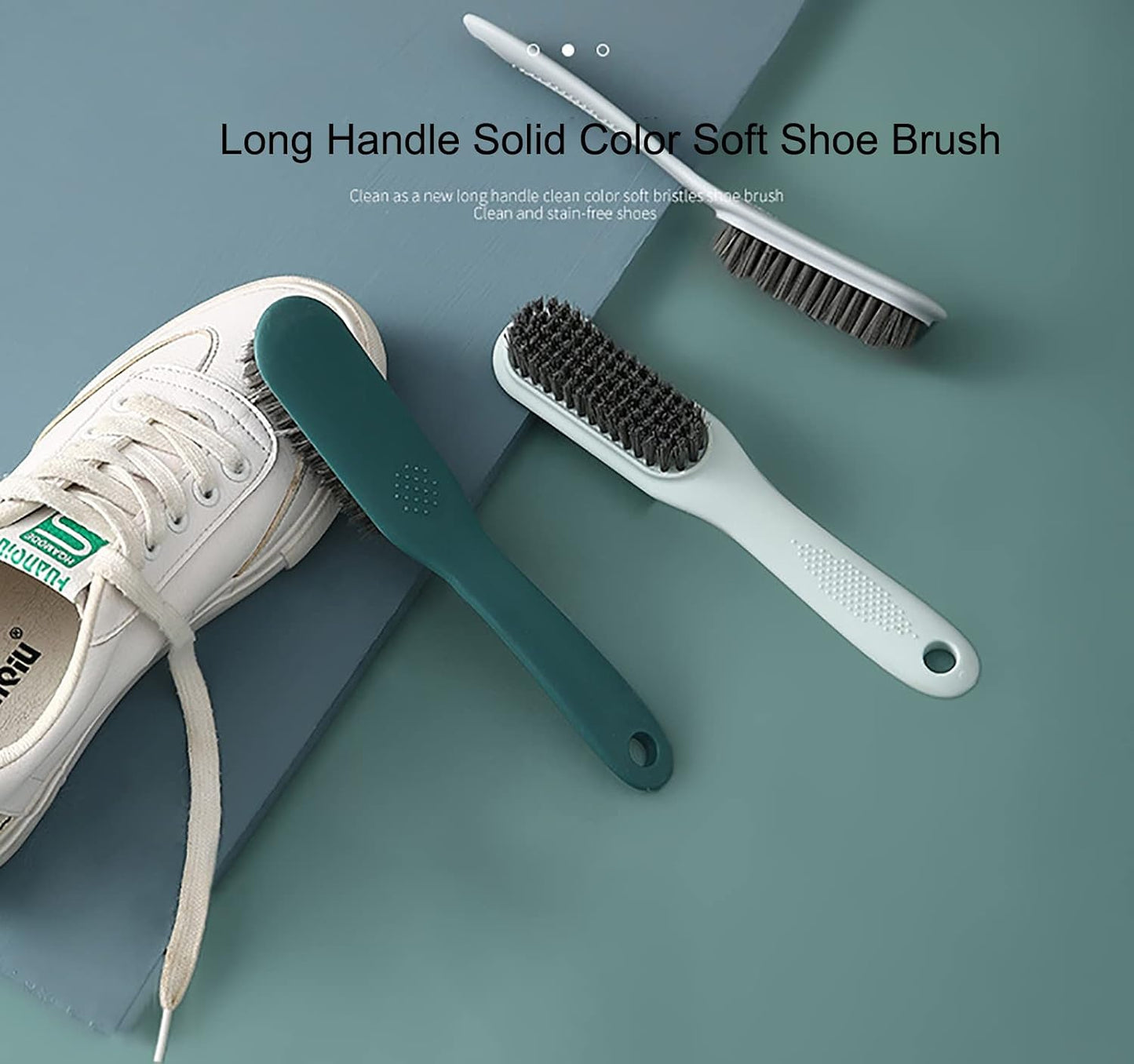 Household Cleaning Brush Soft Bristle Laundry Brush Shoe Stain Remover Brush Comfort Grip Nylon Brushes for Fabric Clothes Carpet Floor Pack of 2 Shoes Cleaner Brush, Blue and Gray