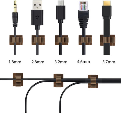 50 Brown Clips Viaky Self Adhesive Backed Nylon Wire Adjustable Cable Clips Adhesive Cable Management Drop Wire Holder