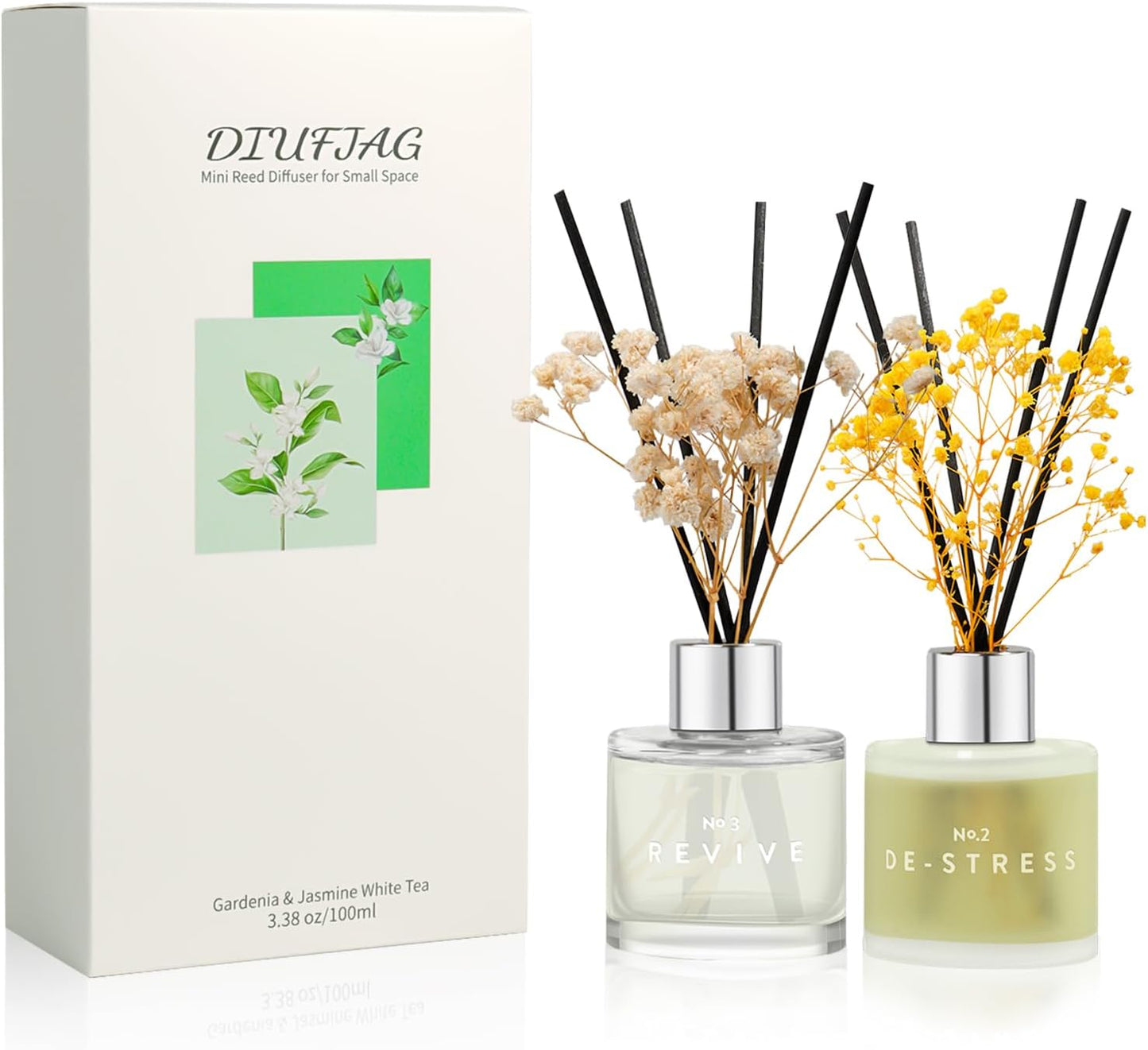 3 Pack Fragrance Reed Diffuser, 50ML Lavender Jasmine Lemongrass Aromatherapy Diffuser Set with 12 Black Fiber Sticks,Air Freshener for Bedroom Bathroom Office, 8.2X 6.6X 2.1 inch