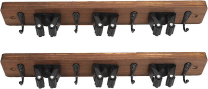 Ymiko Wall Mounted Mop and Broom Organizer with 4 Hooks, 3 Position Holder for Kitchen, Bathroom, Laundry Space Saving Storage Rack