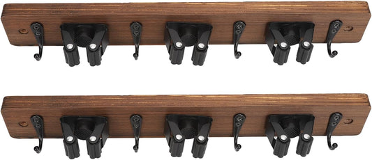Ymiko Wall Mounted Mop and Broom Organizer with 4 Hooks, 3 Position Holder for Kitchen, Bathroom, Laundry Space Saving Storage Rack