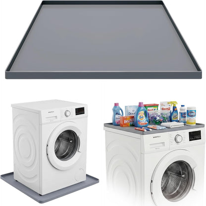 27 x 27 Inch Washing Machine Drain Pan, Silicone Washer Pan, Black | 2cm Raised Waterproof Edge, Washer and Dryer Mat for Floor Protection, Fits Compact Washers Up to 3.5 Cu.Ft.