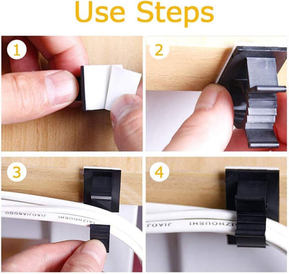 Viaky 30 Pcs Black Cable Wire Clips Adjustable Nylon Wire Holder Adhesive Cable Management Suitable for Maximum Diameter 0.6 inch (15.4mm) Cables