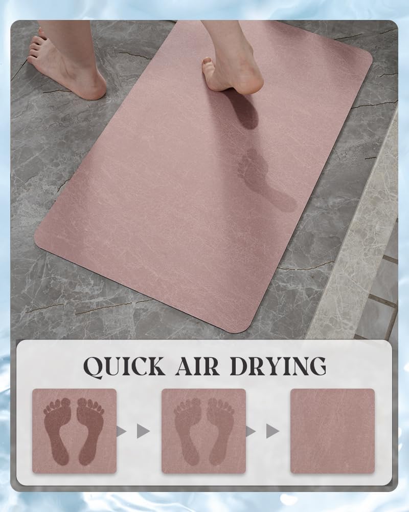 MontVoo -Bath Mat-Rubber Backing Non SlipThin Bathroom Rugs Fit Under Door- Quick Dry Absorbent Faux Suede Surface Grey Bathroom Floor Mats-Shower Rug for in Front of Bathtub Shower Gray 16x24