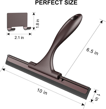 SetSail Squeegee for Shower Glass Door Stainless Steel Shower Squeegee for Glass Doors All-Purpose Window Squeegee for Tile Shower Walls, Sink, Mirror, Bathroom, Car Window Cleaning 10 Inches