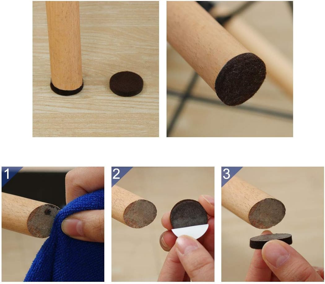 uxcell 40pcs Furniture Pads Round 1 1/4" Dia Self-stick Non-slip Anti-scratch Felt Pads Floors Protector Dark Brown