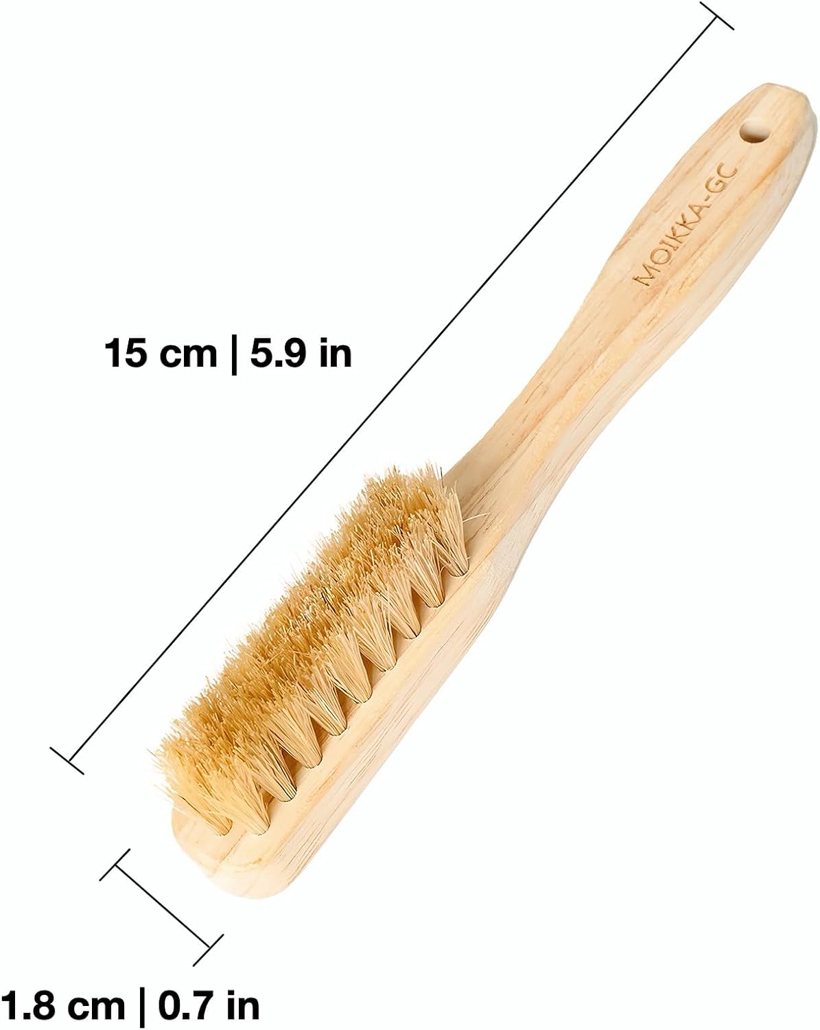 Wood Laundry Stain Brush with Boar Bristle, Tough Stain Remover for Delicate Fabric, Cotton, Linens, and Shoes, Laundry Scrub Brush for Fresh and Clean Fabric