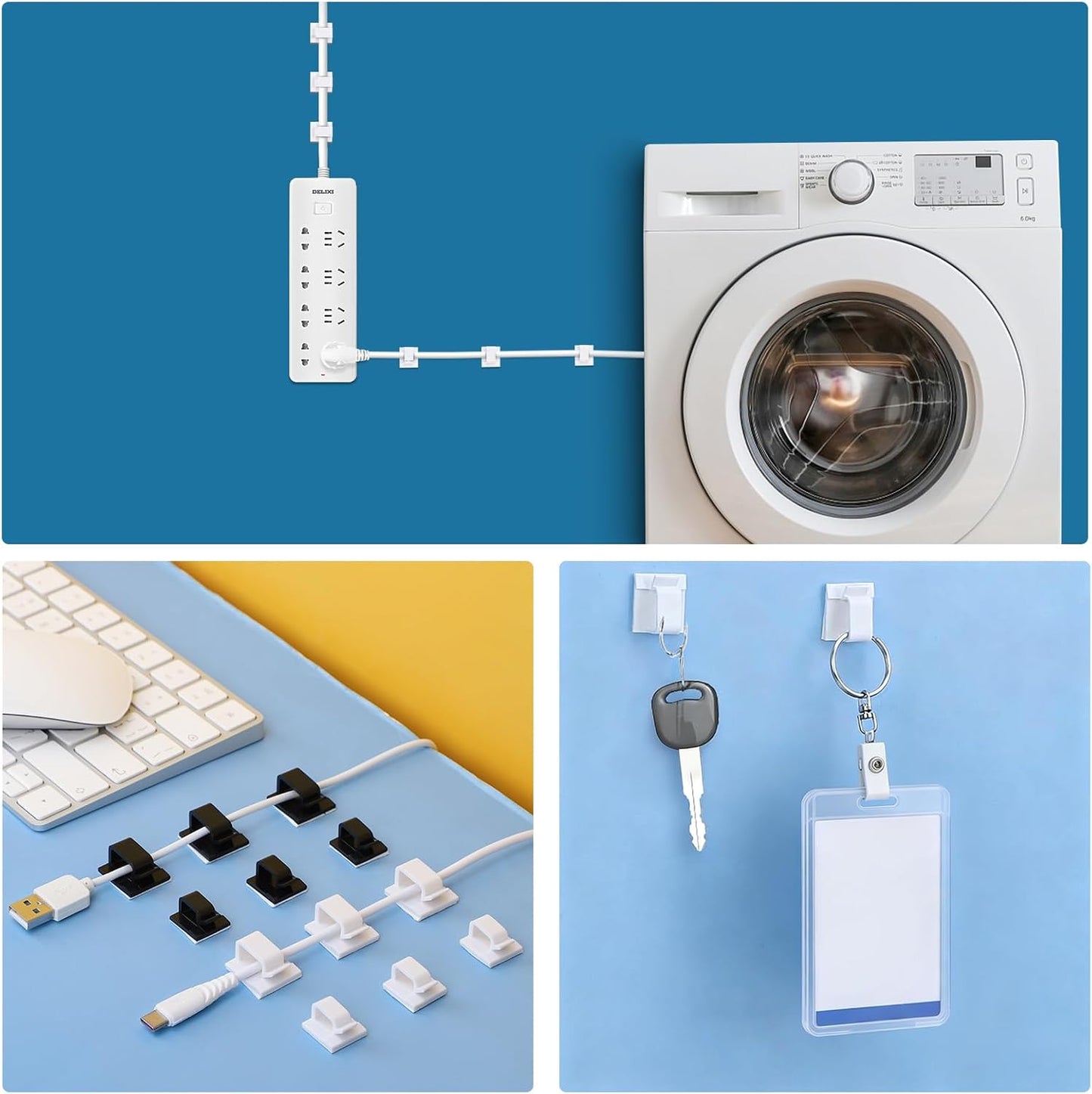 Segarty Cable Clips White, 100 PCS Small Self Adhesive Wire Ties Holder Adjustable Cords Organizer Clamps Ideal Cord Management for Hanging Tidying Wires for PC Desk Car Wall Office Home Outdoors