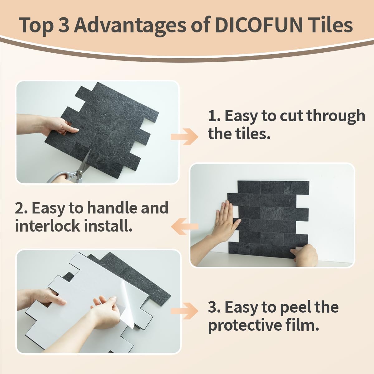 DICOFUN 10-Sheet Polished White Thick PVC Peel and Stick Backsplash, Ceramic Look Subway Tile White Kitchen Backsplash Peel and Stick Wall Tiles