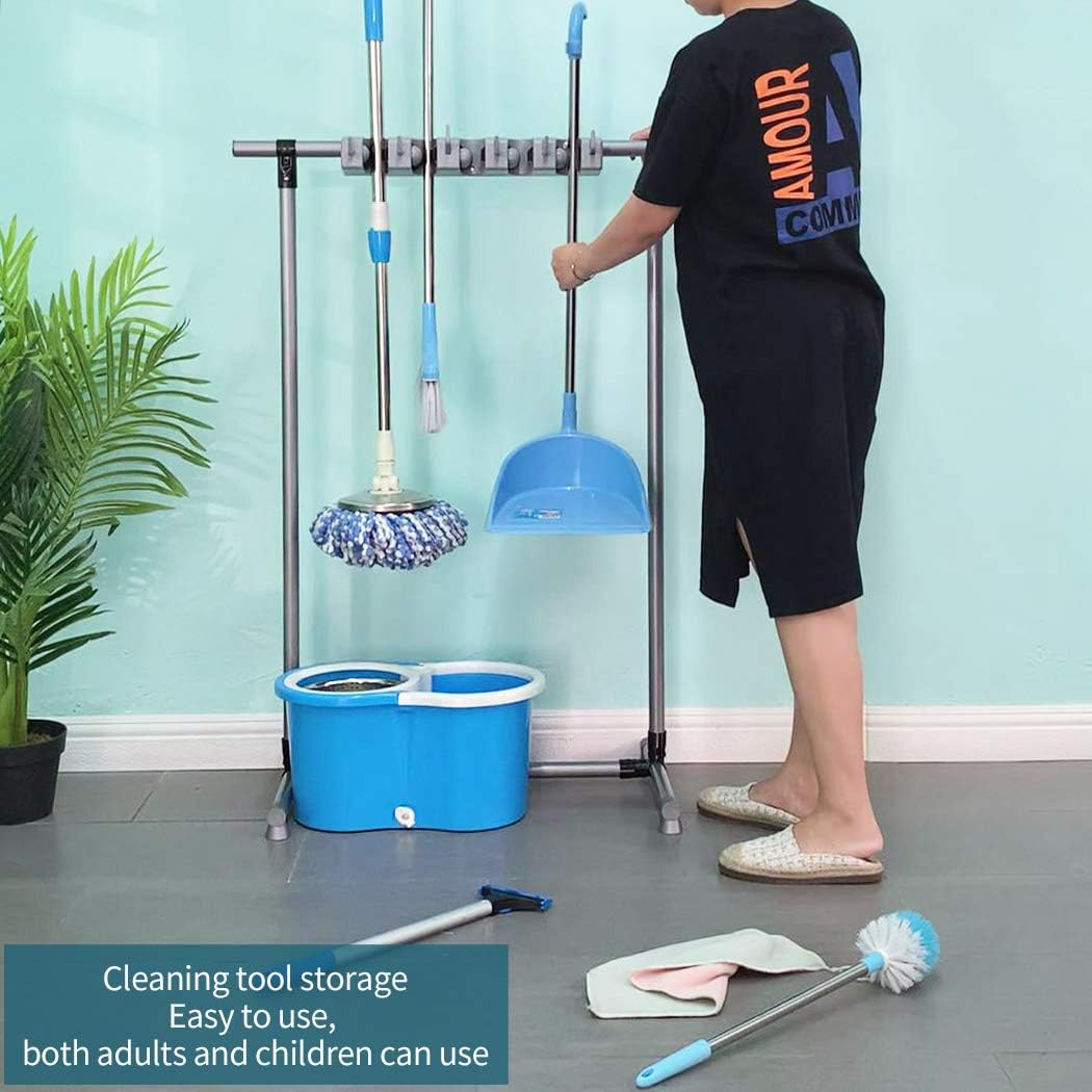 Broom And Mop Holder Put Wet Mops Movable Floor-Mounted Mop Rack Floor Standing Cleaning Tool Cart Storage For Garden Garage Schools, Hospitals, Factories, Hotels,Property Companies (12racks)