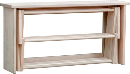 Pennsylvania Woodworks Wall Mounted Clothes Drying Rack - Heavy Duty, Collapsible Laundry Rack for Drying Clothes - Solid Maple Hardwood Foldable Drying Rack - Made in The USA - (Small)