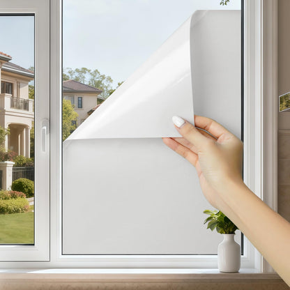 Frosted Window Film, Removable Glass Door Privacy Film, Suitable for Bathrooms, Offices, Static Cling Decorative Film, Reusable Window Stickers (Pure, 17.5X78.7 Inch)