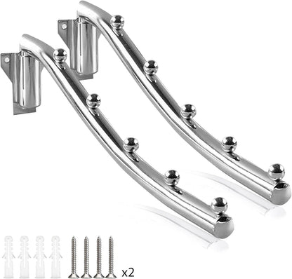 Mounted Folding Clothes Hanger Rack, Stainless Steel Laundry Hanger Dryer Rack with Swing Arm Holder Space Saving Clothes Hook Closet Storage Organizer Heavy Duty Drying Rack with 7 Hooks Coat Rack