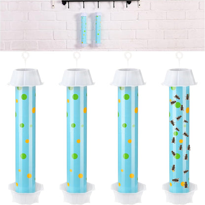 Qualirey 12 Pcs Sticky Fly Trap Fly Stick with Hanging Hook Adhesive Mosquito Catcher for Indoor Outdoor Trap Houseflies and Flying Insects Bee Wasp Moth Fly, 10.2 x 2.5 Inch