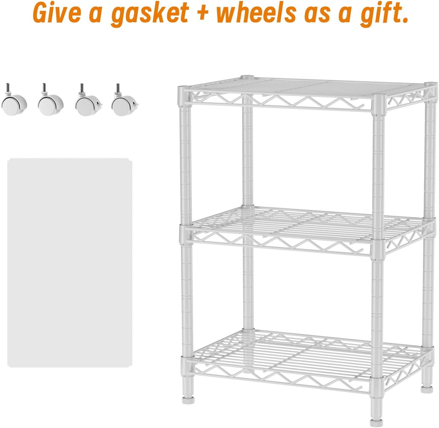 Golpart 4 Tier Adjustable Storage Shelves Metal Utility Shelf Wire Shelving Unit Organizer Rack for Home Kitchen Office Bathroom Pantry Room 12" D x 18" W x 44" H