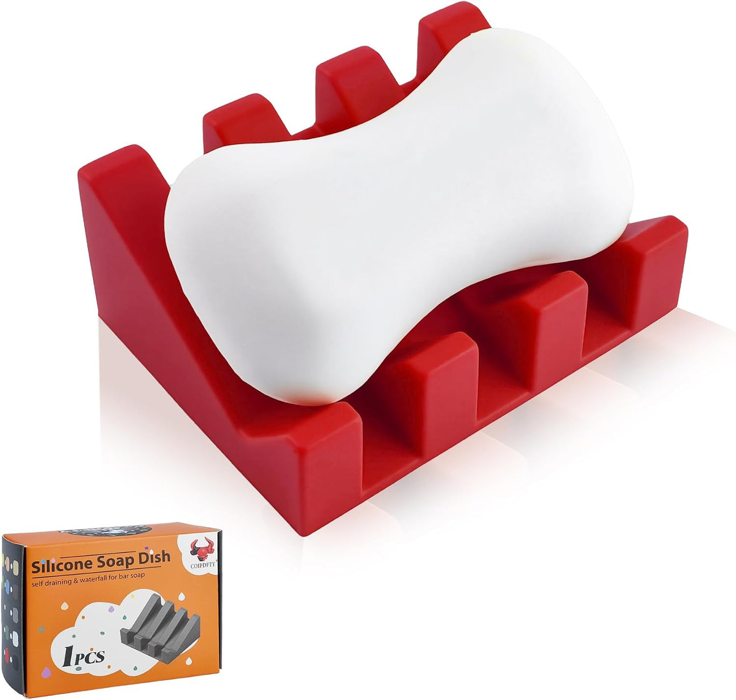 Self Draining Soap Dish Holder,Silicone Soap Dish,for Bathroom,Kitchen, Sponges，Can Extend Soap Life，Keep Soap Bars Dry and Easy Cleaning (White,1-Pack) - Colors B