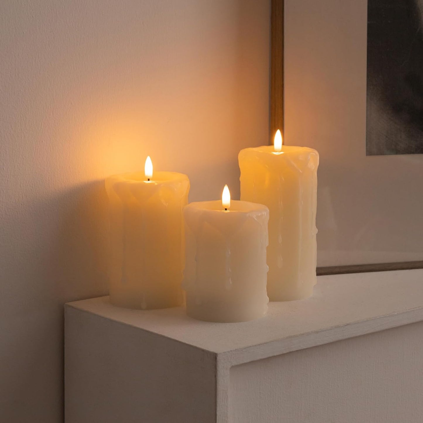 ANGELLOONG Flickering Flameless Candles, Realistic Battery Operated Candles with Remote and Timer, Set of 3 LED Candles for Room Fall Home Wedding Decor Centerpieces Table Party Valentines Decorations