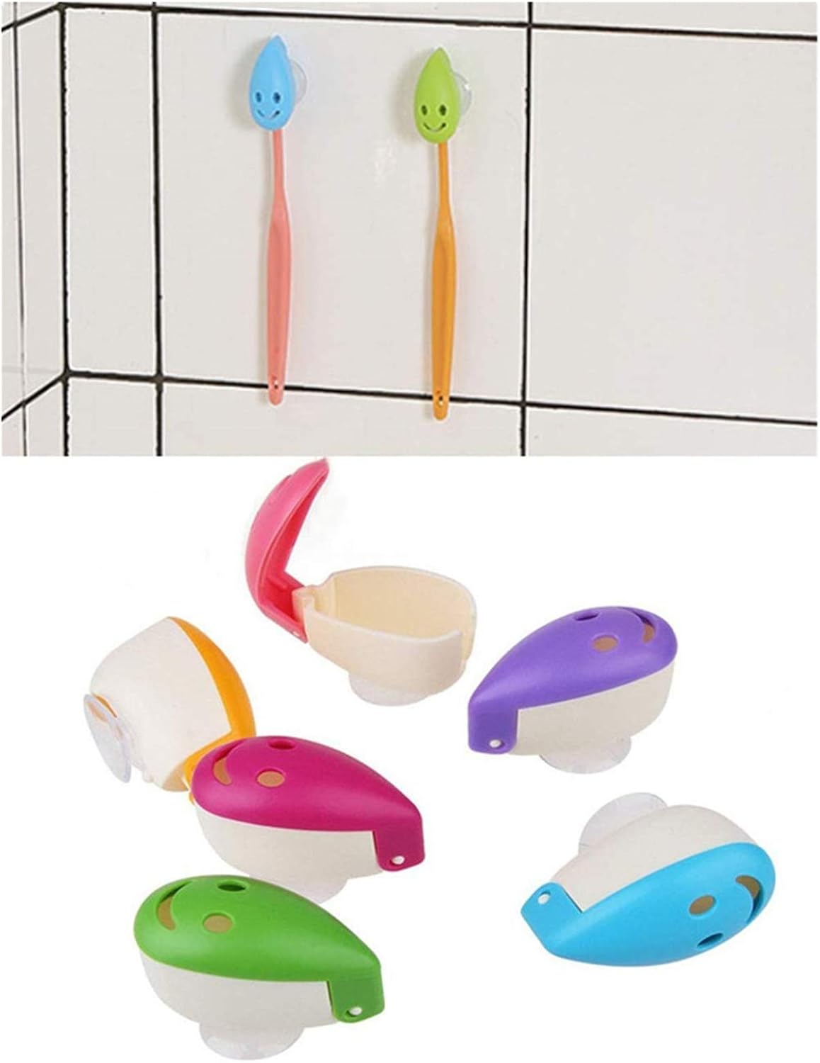 VADOO 6Pcs Toothbrush Head Cover Cap Suction Cup Toothbrush Case Portable Toothbrush Protector Holder (Random Color)