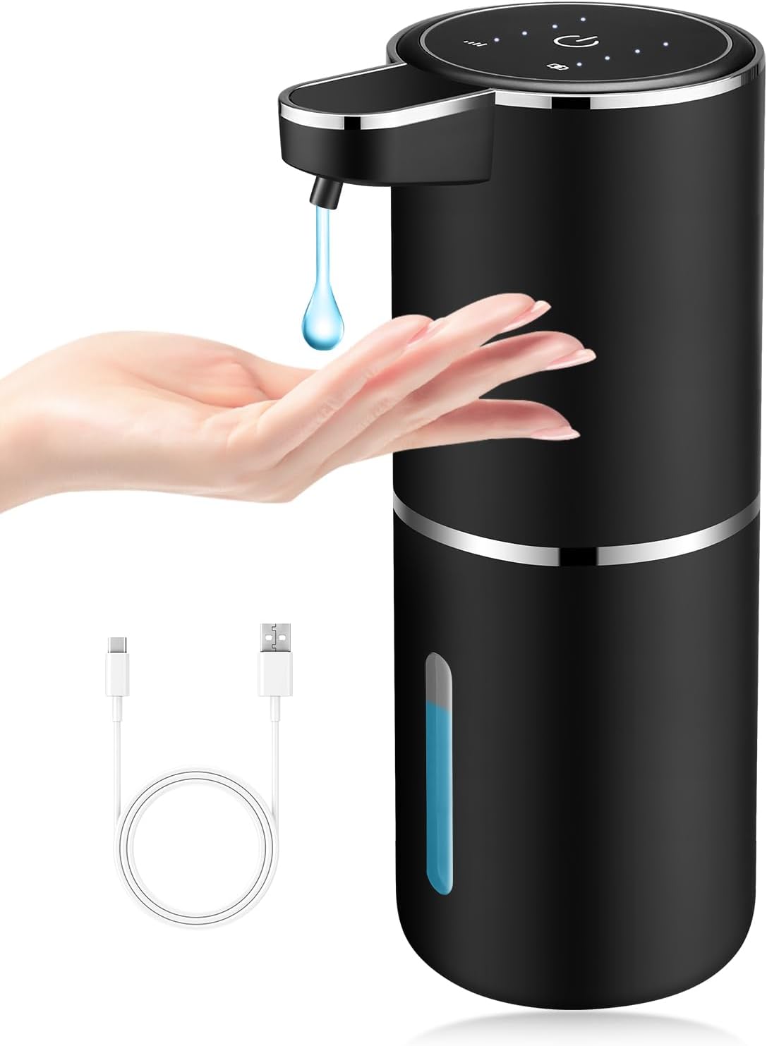 2 Pack Automatic Soap Dispensers,12.8oz/380ml USB Touchless Automatic Foaming Soap Dispenser,Rechargeabled Wall Mounted Smart Soap Dispenser for Bathroom Kitchen Dish Soap