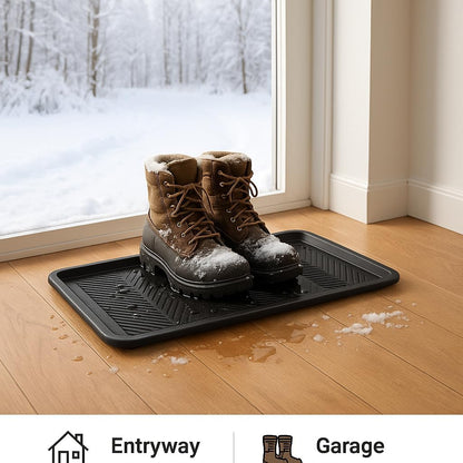 Rubber Boot Tray Scraper Mat – 13/16″ Thick, 32″ × 16″ Heavy-Duty Floor Protection Mat for Shoes, Indoor Outdoor Use