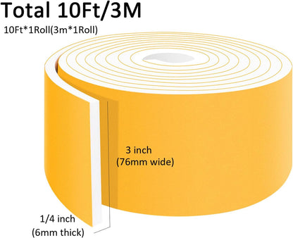 Upgraded Strong Adhesive Foam Weather Stripping Door Seal Insulation Tape for Insulating Door,Window, Air Conditioner Noise-Reduction Self Adhesive Sealing Weatherstrip (1 in x 1/2 in x 10 Ft) - Colors B