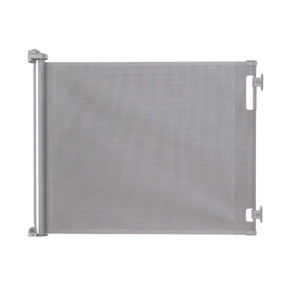 Retractable Baby Gate Perma Child Safety 33" Tall x 55” Wide, Mesh, for Stairs, Doorways, Dogs, Pets, Indoor, Outdoor, One-Handed Operation, Locking, Easy Install, Hardware Mount, White
