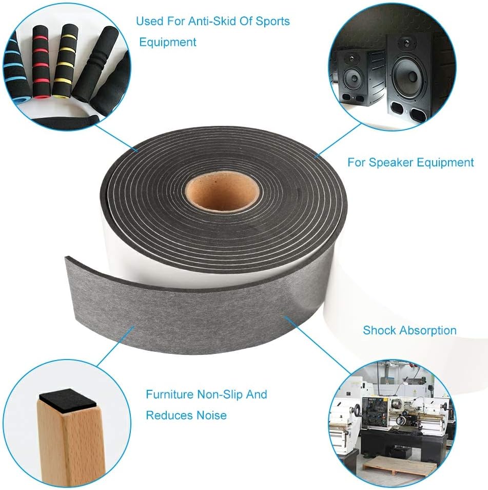 Seal Foam Tape,1/2 Inch W x 1/8 Inch T Weather Stripping for Door and Window,High Density Single Sided Closed Cell Door Insulation Weather Strip, 3 Rolls Total 50FT Black