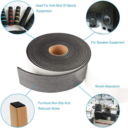Seal Foam Tape,1/2 Inch W x 1/8 Inch T Weather Stripping for Door and Window,High Density Single Sided Closed Cell Door Insulation Weather Strip, 3 Rolls Total 50FT Black