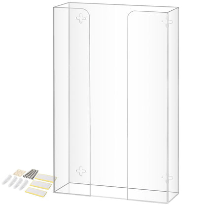 Storage Standard Glove Box Holder Dispenser - Kitchen, Medical, & Latex Gloves Holder Wall Mount or Countertop, Universal Fit - Thick Acrylic, Easy to Use, Slide, & Load Open Top Design - Clear