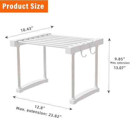 BLULEE Expandable Under Sink Organizer, 2-Tier Adjustable Storage Shelf | Heavy-Duty Stainless Steel Cabinet Rack for Kitchen Pantry & Bathroom Vanity, Stackable Organization System