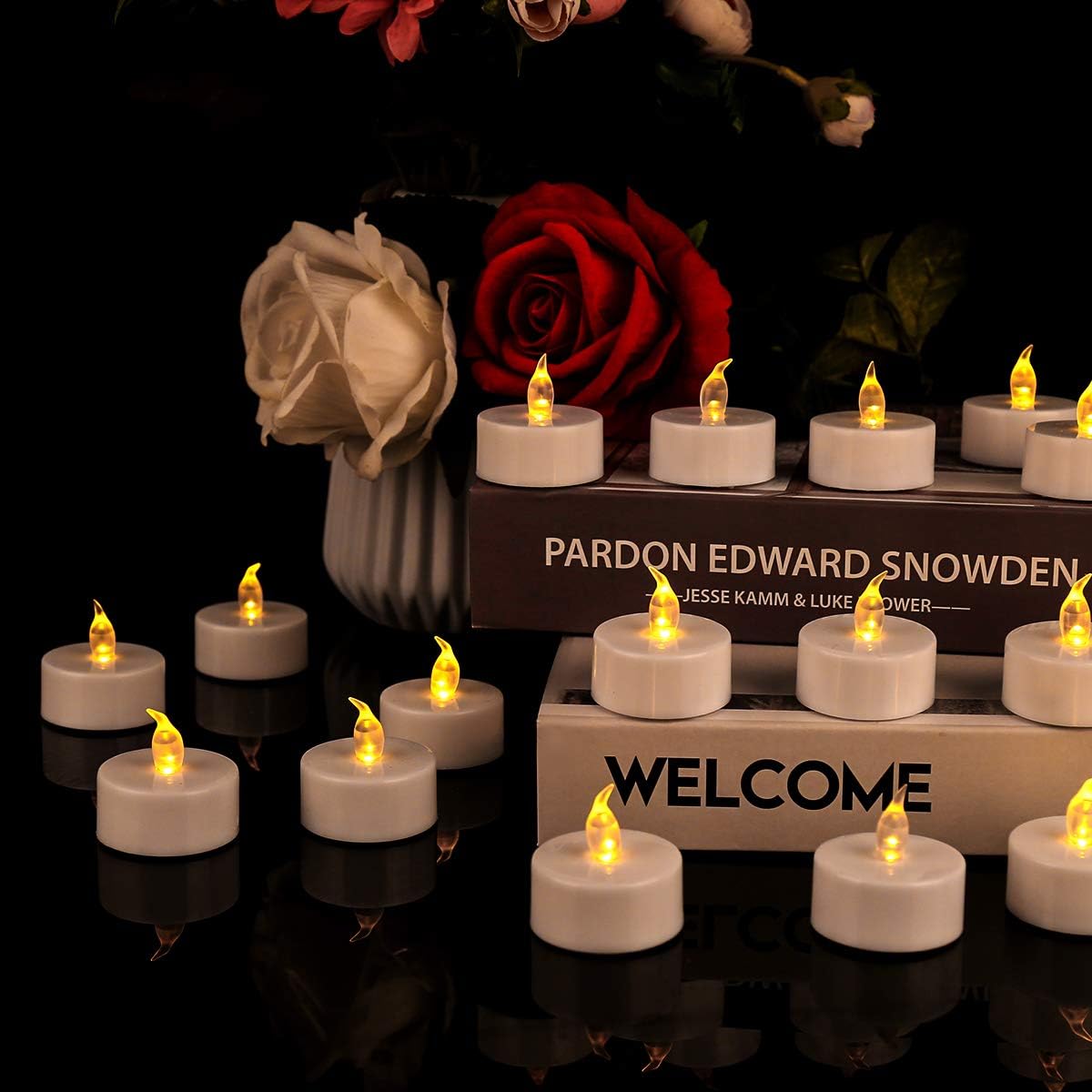 Flameless Flickering LED Battery Candles :Set of 3 Ivory Real Wax Pillar Operated Fake Faux Lights with Remote Control and Timer Function Flicker Candle for Decoration Christmas Votive Garden Outdoor
