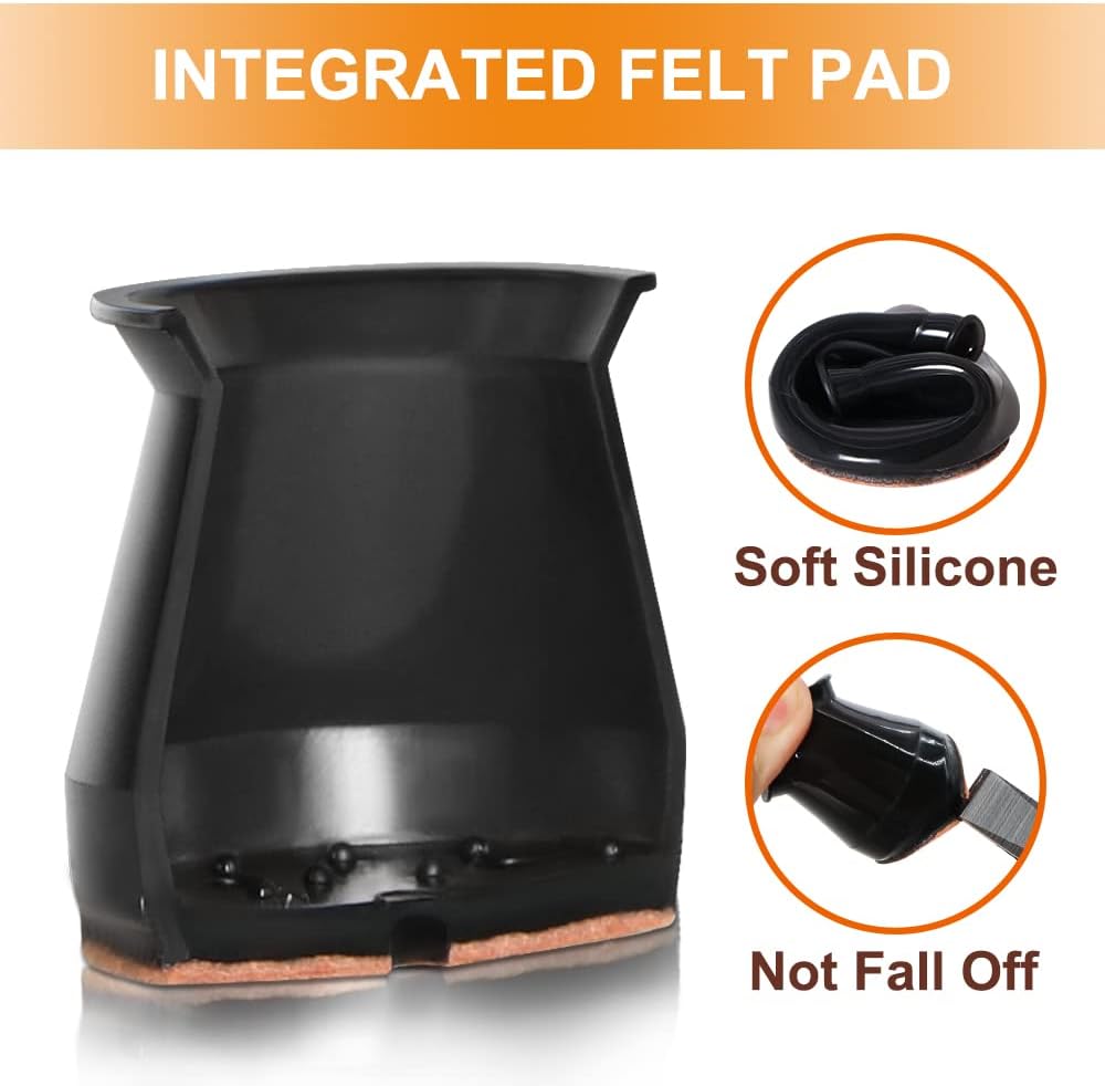 VIUME 24 Pcs Chair Leg Floor Protectors for Hardwood Floors Silicone Covers Felt Pads Furniture Leg Caps Anti-Scratch Reduce Noise Fit (1-5/16" to 2")