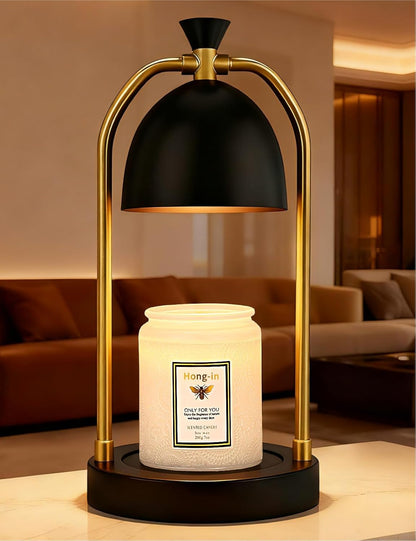 Hong-in Candle Warmer Lamp - with Timer & Dimmer, Modern Home Decor House Warming Gifts Wax Melt Warmer for Jar Candles, Cozy Birthday Gift for Women Mom (Black)
