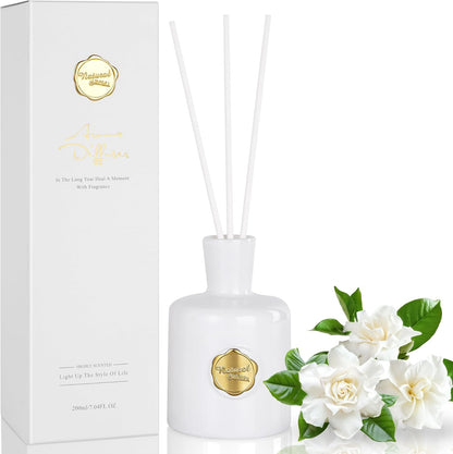 XEPTLE Reed Diffuser Set, 7.04 oz Oud & Bergamot Scent Diffuser with 5 Sticks, Long Lasting Air Freshener, Essential Oil Reed Diffuser for Home, Home Fragrance for Office, Bathroom Shelf Decor, Black