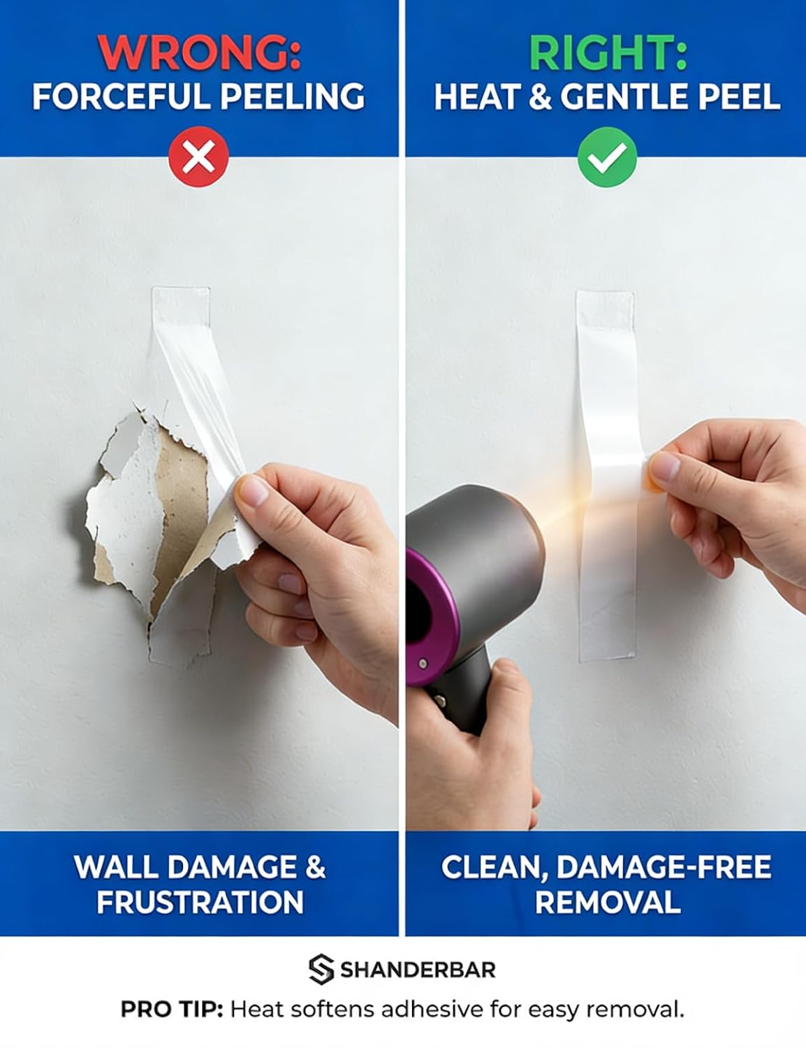 Nano Double Sided Tape Heavy Duty - 9.8ft Removable Clear Mounting Tape for Walls, Carpet, Rug & DIY – Strong Two Sided Adhesive Tape – No Residue, Washable, Traceless